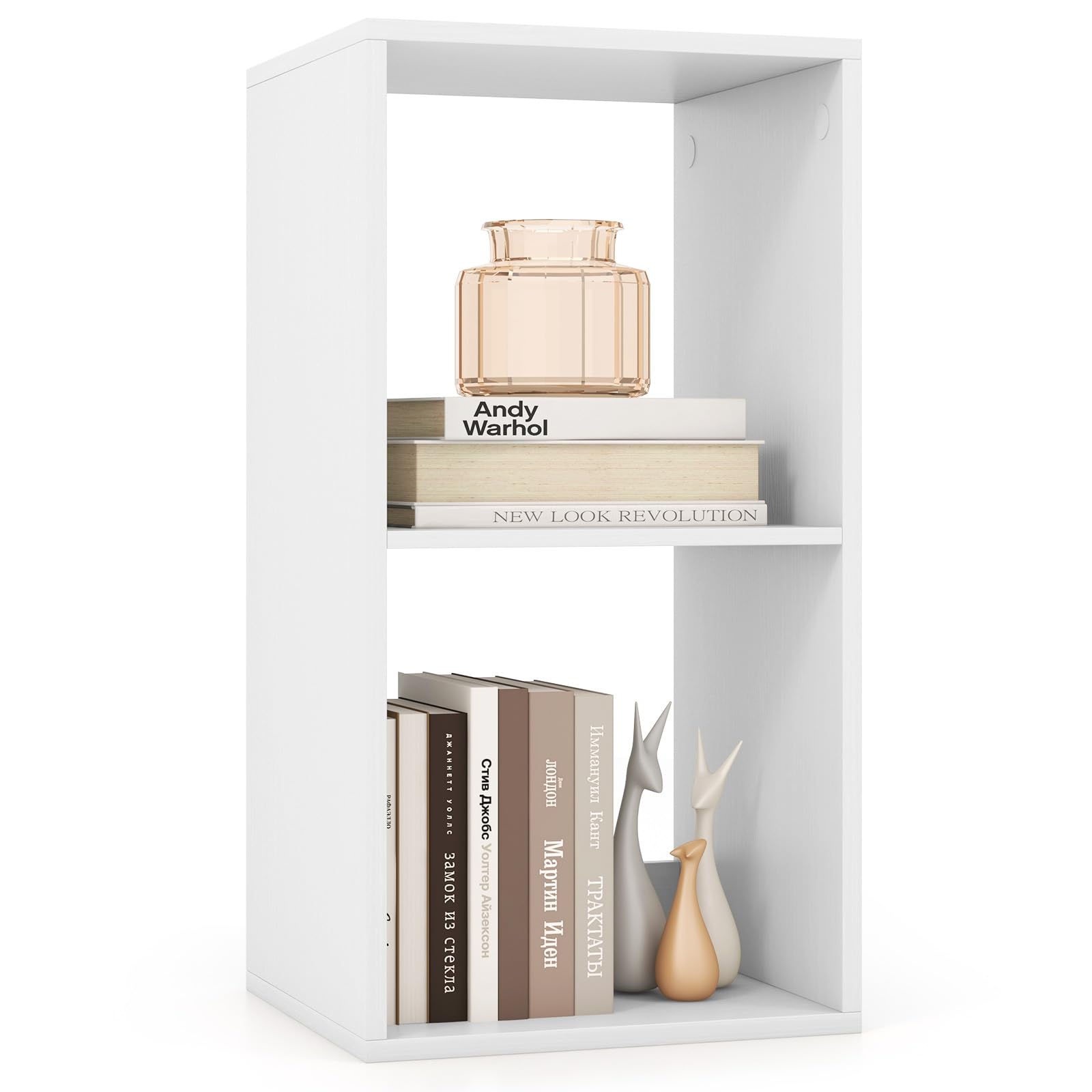 Tangkula 2-Cube Bookcase, 3-Tier Bookshelf with Open Compartments